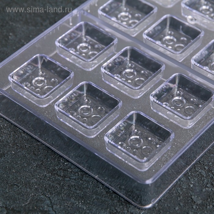 Форма для конфет и шоколада KONFINETTA &laquo;Пористый шоколад&raquo;, 33&times;16,5&times;2,5 см, 18 ячеек 3&times;3&times;1 см, цвет прозрачный