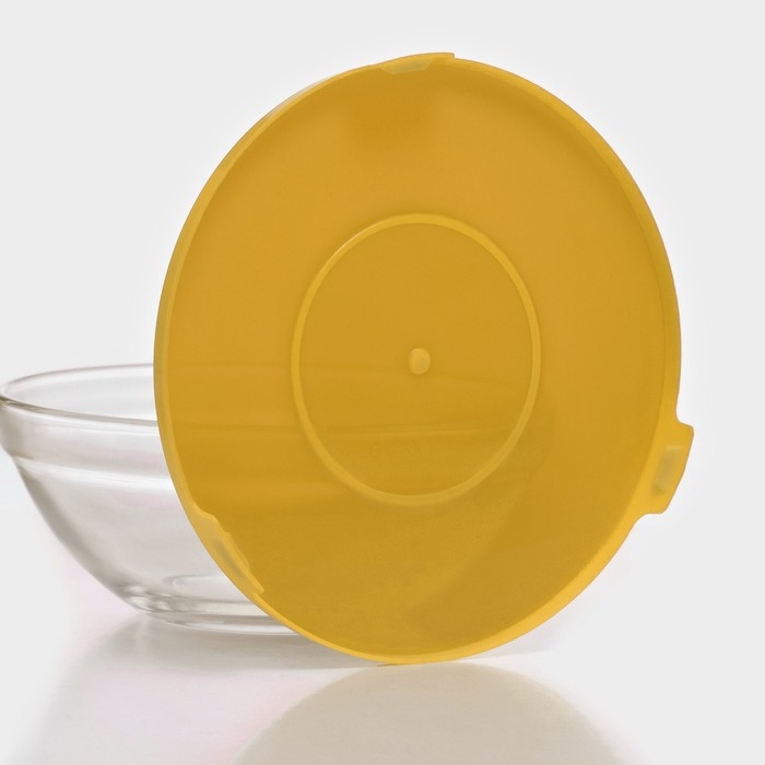 Набор стеклянных салатников Доляна &laquo;Классика&raquo; с крышками, 5 предметов: 900 мл (17&times;7,6 см), 500 мл (16&times;6 см), 350 мл (12,5&times;5,4 см), 200 мл (10,5&times;4,5 см), 130 мл (9&times;3,7 см), цвет жёлтый