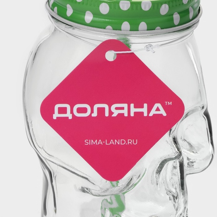 Кружка стеклянная с крышкой и трубочкой Доляна &laquo;Череп. Хэллоуин&raquo;, 400 мл, 9&times;14,5 см, цвет МИКС