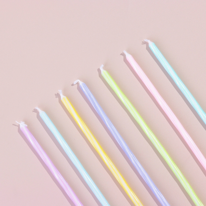 Набор свечей в торт, 7 штук, 11,5 см, разноцветные