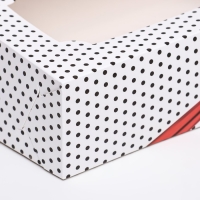 Коробка складная с окном под зефир "Горошек с бантиком", 25 х 15 х 7 см Коробка складная с окном под зефир "Горошек с бантиком", 25 х 15 х 7 см