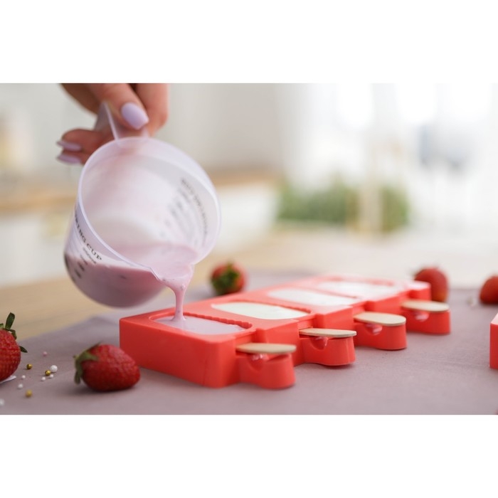 Форма для мороженого Доляна &laquo;Эскимо в глазури&raquo;, силикон, 18,5&times;12,3&times;2,5 см, 4 ячейки, цвет МИКС