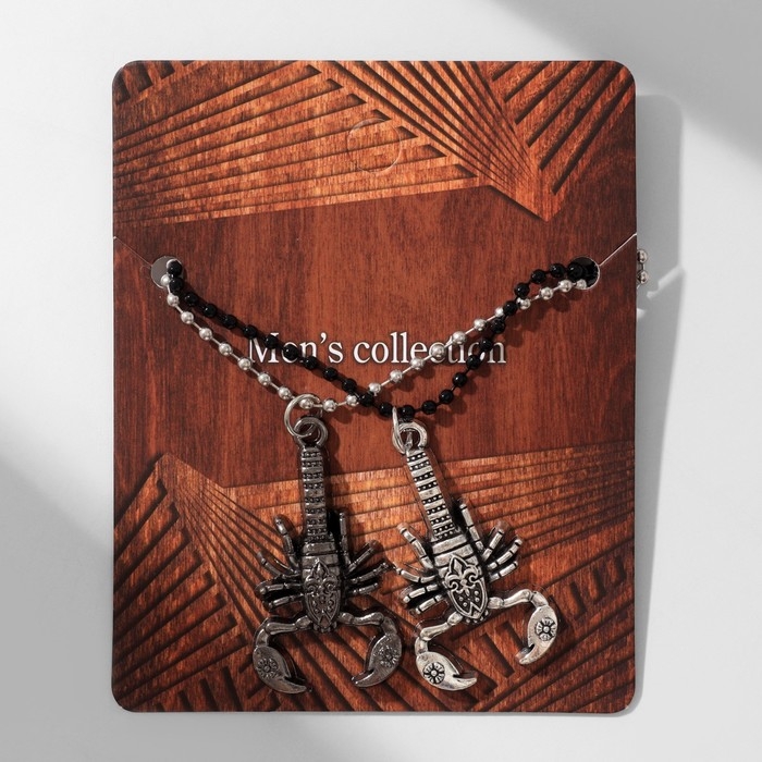 Кулоны &laquo;Неразлучники&raquo; скорпион, цвет серебро с чернёным серебром, 50 см