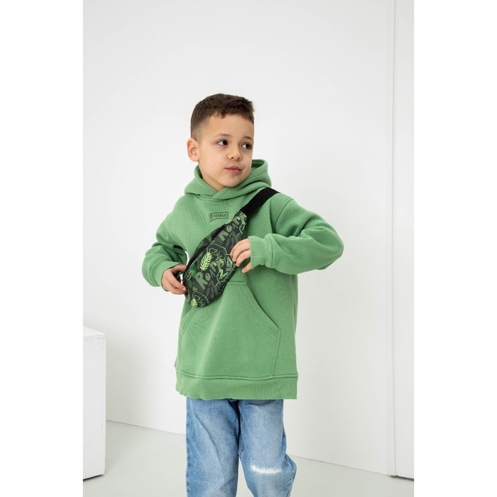 Сумка детская поясная для мальчика &laquo;Динозавры&raquo;, на молнии, наружный карман, цвет зелёный