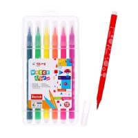 Набор акварельных маркеров 12 цветов с наконечником кистью в пластиковом пенале Набор акварельных маркеров 12 цветов с наконечником кистью в пластиковом пенале