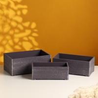 Набор ящиков деревянных "Прованс" 3 в 1 (25х14,5х10; 23х12,5х9; 21х10х8)см графит Набор ящиков деревянных "Прованс" 3 в 1 (25х14,5х10; 23х12,5х9; 21х10х8)см графит