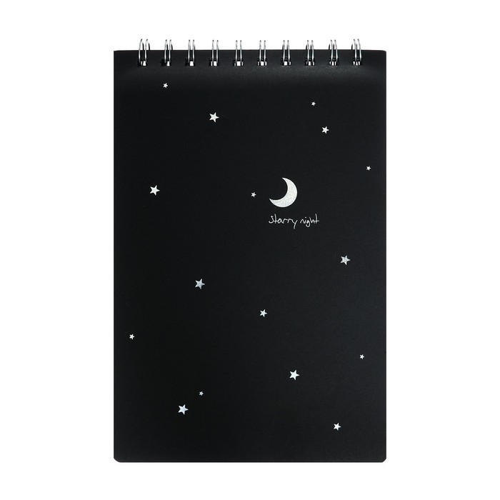 Скетчбук А5, 30 черных листов на гребне, Скетчбук А5, 30 черных листов на гребне, "Планеты", твердая подложка, плотность 110 гр., МИКС