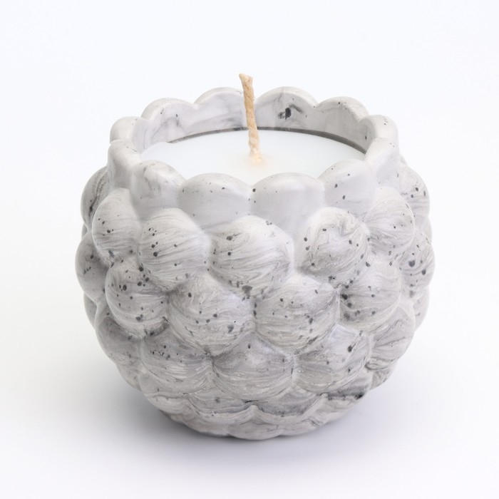 Свеча "Шар" в подсвечнике с шарообразными гранями из гипса,8х7см,мрамор с чёрными полосками