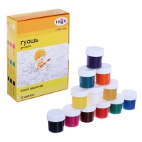 Гуашь 12 цветов по 17,5 мл Гамма "Юный художник", картонная упаковка 221008 Гуашь 12 цветов по 17,5 мл Гамма "Юный художник", картонная упаковка 221008