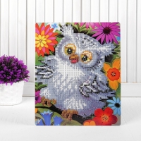 Алмазная вышивка &laquo;Сова в цветах&raquo;, с подставкой, с частичным заполнением