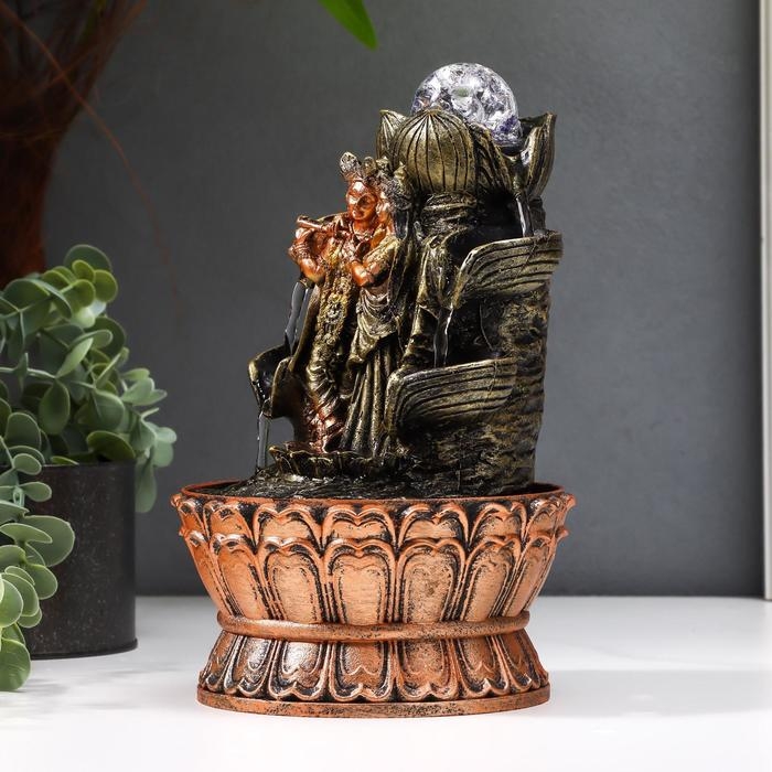 Фонтан настольный от сети, подсветка Фонтан настольный от сети, подсветка "Кришна и Радха у фонтана" 22,5х15х15 см