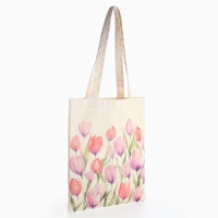 Шопер &laquo;Тюльпаны&raquo; 33,5 х 39,5 см., отдел без молнии, без подклада, белый