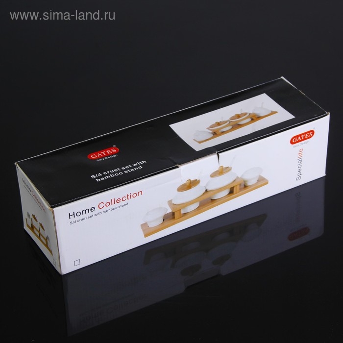 Набор керамический для специй и масел &laquo;Эстет&raquo;, 4 предмета: 2 ёмкости 250 мл, 2 ёмкости 150 мл, 3 ложки