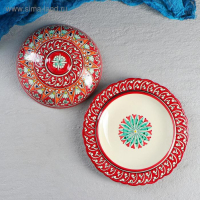 Блинница Риштанская Керамика "Цветы", 24 см, красный Блинница Риштанская Керамика "Цветы", 24 см, красный