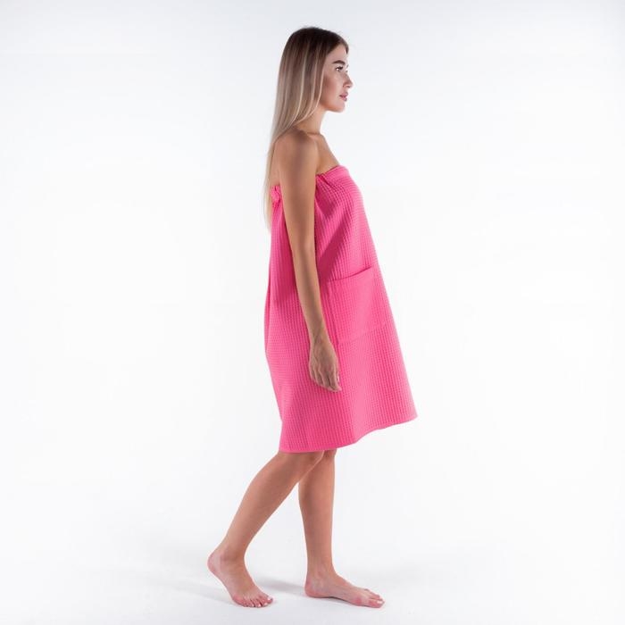 Полотенце банное Этель &laquo;Парео&raquo; с карманом 80*140 см. цв. ягодный, 100% хл, вафля 240 г/м2