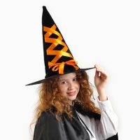 Шляпа-конус «Ведьмочка», с завязками, лента цвета МИКС Шляпа-конус «Ведьмочка», с завязками, лента цвета МИКС