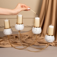 Подсвечник металл, стекло &laquo;Сплетение&raquo; на 4 свечи 47 х 10 х 28 см