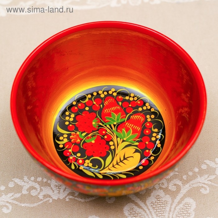 Салатник &laquo;Ягодка&raquo;, 16&times;16&times;9 см, хохлома
