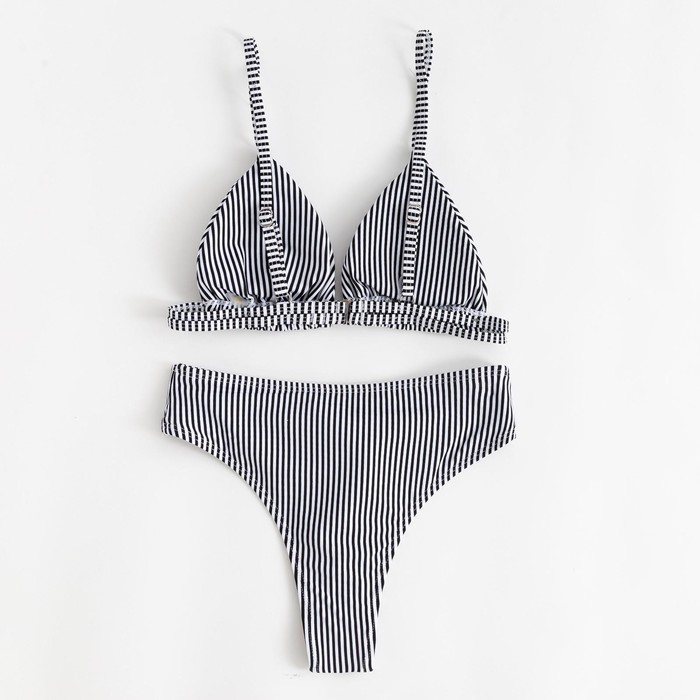 Купальник женский раздельный MINAKU Купальник женский раздельный MINAKU "Stripe", размер 48, цвет черно-белый