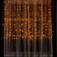 Гирлянда &laquo;Занавес&raquo; 2 &times; 1.5 м, IP20, прозрачная нить, 360 LED, свечение жёлтое, 8 режимов, 220 В
