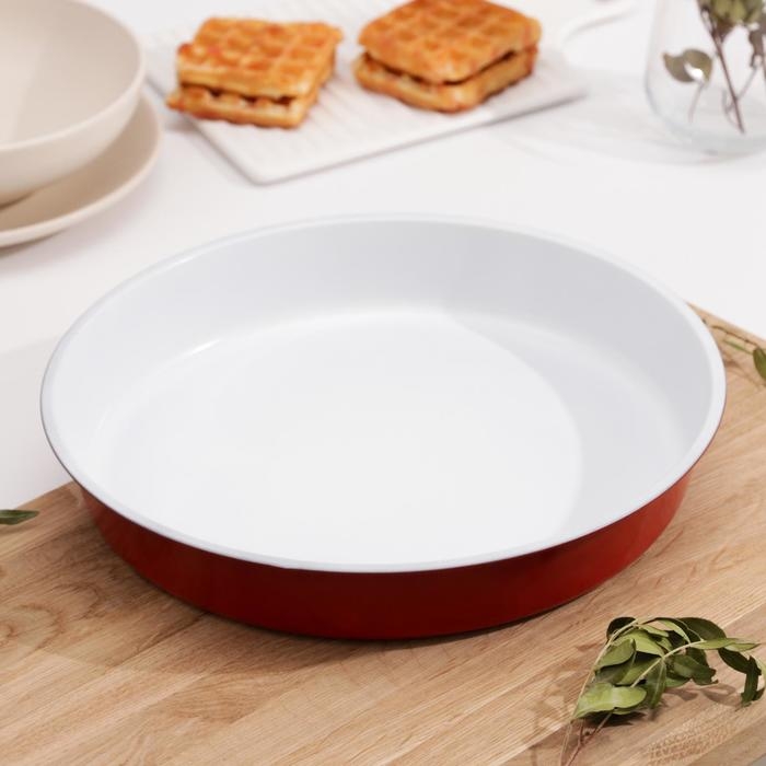 Форма для выпечки Доляна &laquo;Флёри.Круг&raquo;, 27,5&times;4 см, керамическое покрытие, цвет красный