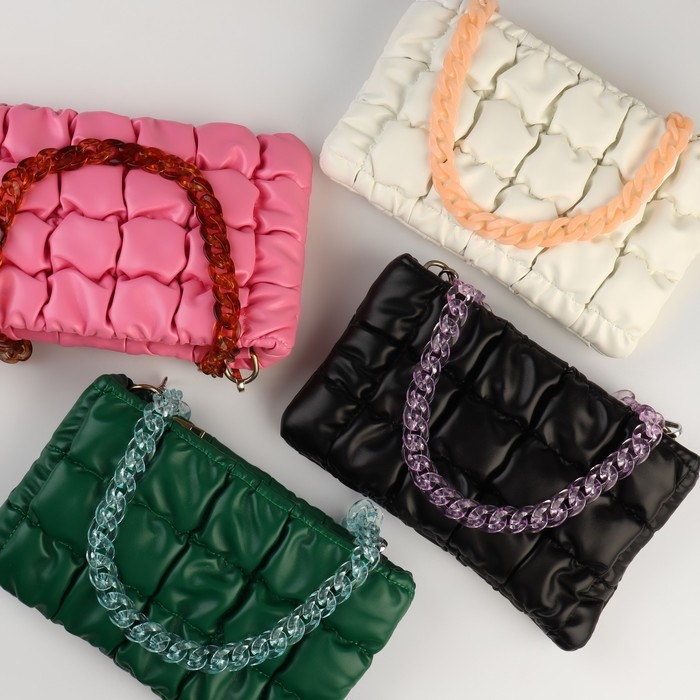 Цепочка для сумки, пластиковая, с карабинами, 15 &times; 21 мм, 68 см, цвет коричневый/золотой