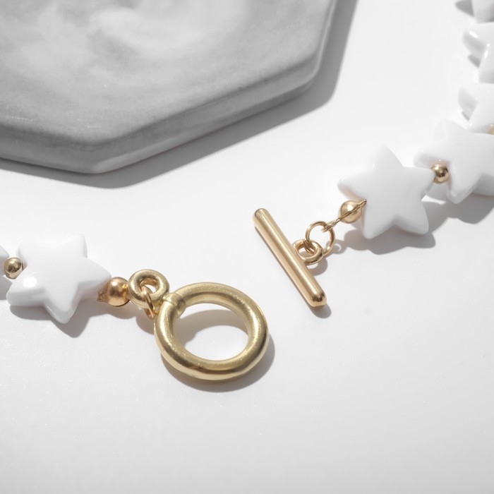 Колье &laquo;Перламутр&raquo; звёзды, цвет белый в золоте, 41 см