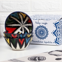 Набор салатников Риштанская керамика "Атлас", 15 см, 3 шт, в подарочной упаковке Набор салатников Риштанская керамика "Атлас", 15 см, 3 шт, в подарочной упаковке