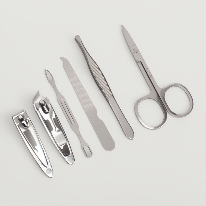 Набор маникюрный «Тренд», 6 предметов, в футляре, цвет чёрный Набор маникюрный «Тренд», 6 предметов, в футляре, цвет чёрный