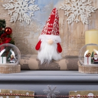 Светодиодная фигура &laquo;Гном в красном колпаке&raquo; 6.5 &times; 17 &times; 6.5 см, текстиль, батарейки LR1130х3 (в комплекте), свечение тёплое белое