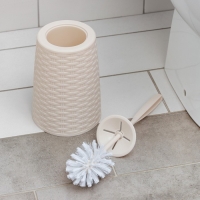 Ёршик для унитаза с подставкой &laquo;Плетёнка&raquo;, 13,5&times;13,5&times;38,5 см, цвет слоновая кость