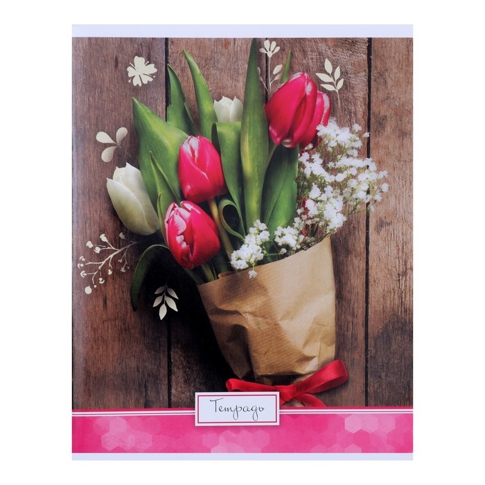 Тетрадь 48 листов в клетку Calligrata "Яркие цветы", обложка мелованный картон, УФ-лак, блок офсет, МИКС