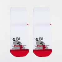 Новый год. Носки детские «Олень» цвет белый/красный, размер 22-24 Новый год. Носки детские «Олень» цвет белый/красный, размер 22-24