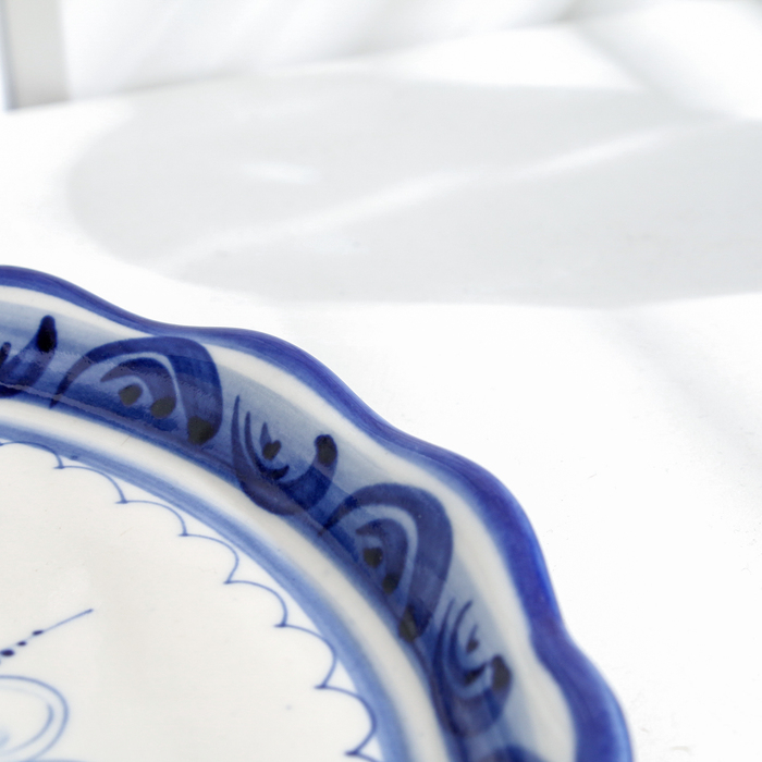 Блинница, гжель, фарфор, 13х25 см