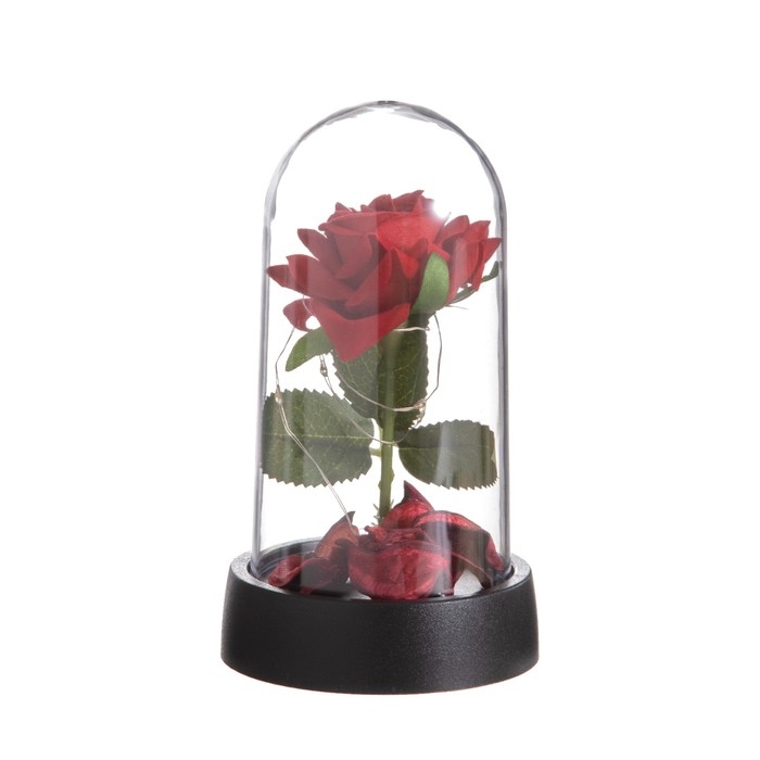 Ночник колба &laquo;Красная роза&raquo; LED 3хAG10 8,5х8,5х15,5см