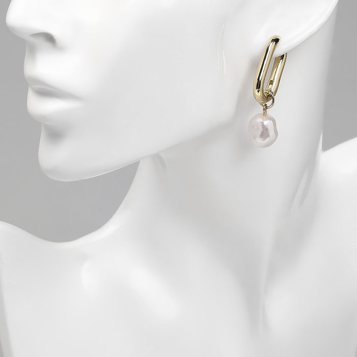 Серьги с жемчугом &laquo;Бусина&raquo; чувство нежности, цвет золото