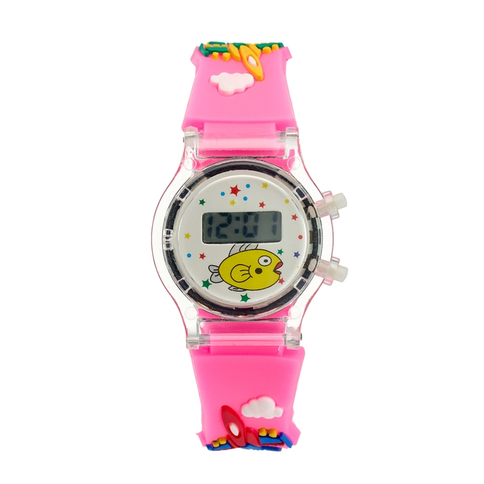 Часы наручные электронные, детские Часы наручные электронные, детские "Самолет", ремешок силикон l-21.5 см