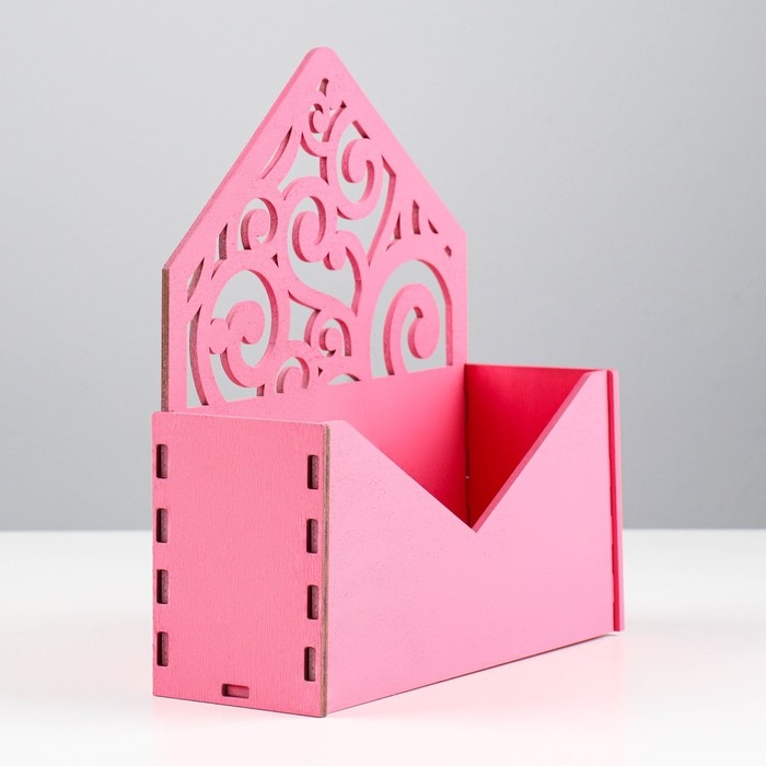 Кашпо деревянное 18&times;6&times;20 см Конверт Радель "Дуновение", розовый Дарим Красиво