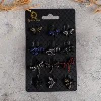 Брошь &laquo;Насекомые и кошки&raquo;, цвет МИКС в чёрном металле (неделимая фасовка 12 шт., цена за шт.)