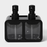 Двойной дозатор для мыла и моющего средства Raccoon, с губкой в комплекте, по 300 мл, цвет чёрный Двойной дозатор для мыла и моющего средства Raccoon, с губкой в комплекте, по 300 мл, цвет чёрный