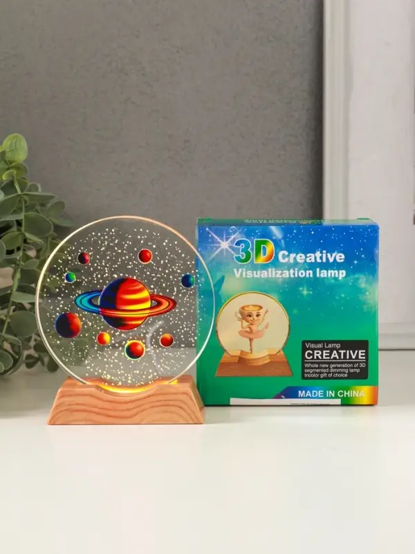 Сувенир стекло свет "Диск. Планетарий" 5хLED d=10 см, USB, цветной 10х4х11,4 см