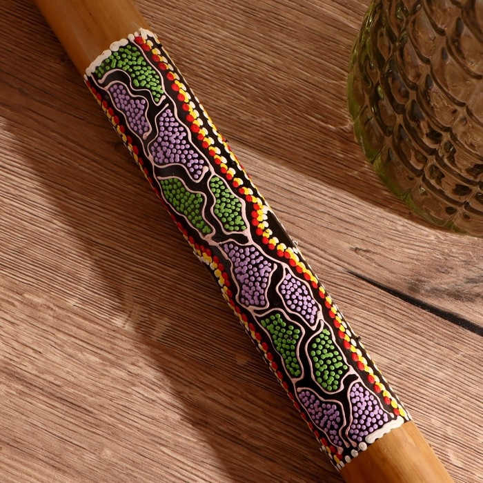 Сувенирный музыкальный инструмент "Посох дождя с голубыми узорами" 50х5х5 см МИКС