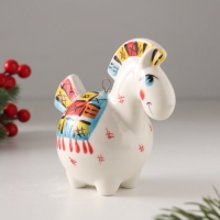 Ёлочный фарфоровый шар "Лошадь Пэчворк" /авторская роспись/, 11 см