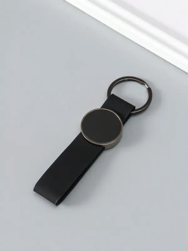 Брелок под нанесение кожзам, металл "Ремешок" размер окна d=2,7 см, чёрный 11,3х3х0,7 см