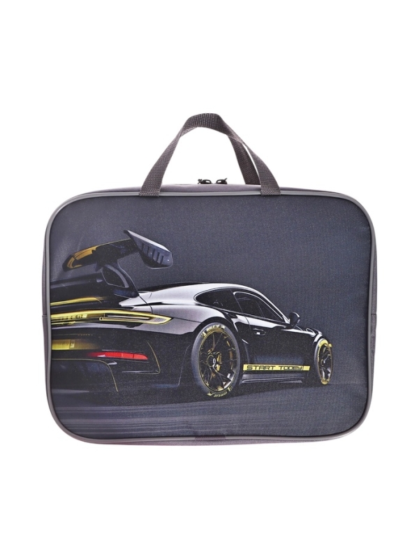 Папка с ручками текстильная А4, 350&times;270&times;80 мм, Stavia &laquo;Машина с желтой полосой&raquo;