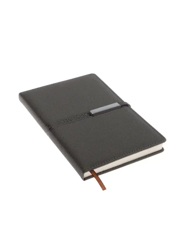 Ежедневник недатированный формат А5, с хлястиком, 112л, линия, пвх, Узор Серый