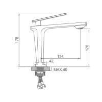 Смеситель для раковины Accoona A90127AT, однорычажный, длина излива 134 мм, графит
