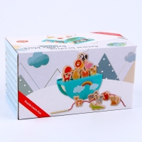 Детская деревянная игрушка 2 в1 балансир + шнуровка &laquo;Зверята&raquo; 18 &times; 9,5 &times; 10 см