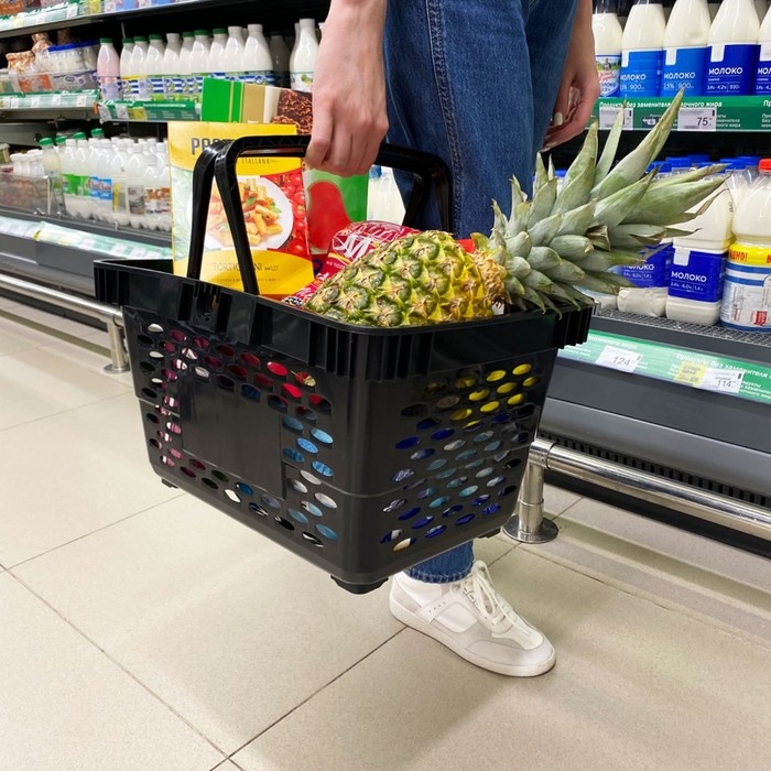 Корзина покупательская пластиковая 20 л, цвет чёрный Корзина покупательская пластиковая 20 л, цвет чёрный