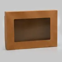 Коробка складная, с окном, крафт, 28&times;20&times;5 см